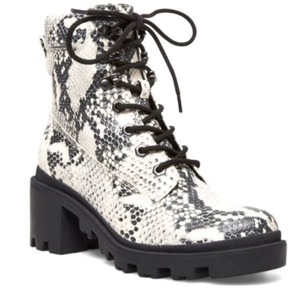 Madden Girl Dillan Snake Print Combat Boots Size 7.5 - Picture 1 of 10